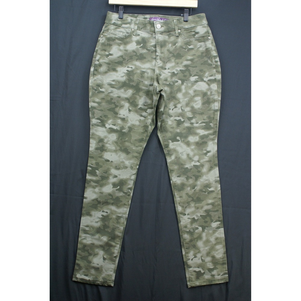 Gloria Vanderbilt Amanda Comfort Curvy Skinny Camo Pants Green DGVB4351 Size 10